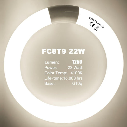 Celiwace FC8T9/CW 22W FC12T9/CW 32W Set, 8 inch T9 22 Bulbs, 12 inch 32 Bulb Bulb 80, G10q and Cool White Watts