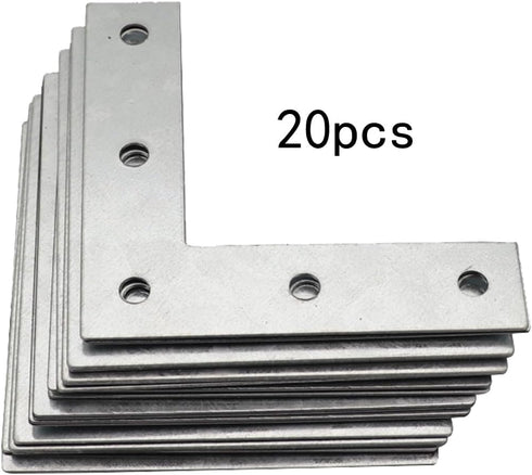Sipery 20 Pack Silver L Corner Brackets, 4 Inch Repair Mending Corner Braces