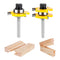 KOWOOD Tongue and Groove Set, 2 Pieces 1/4 Inch Shank Router Bit, 3 Teeth Adjustable T Shape Cutter