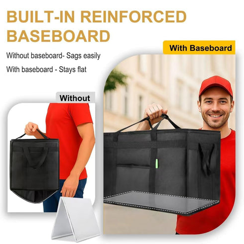 Commercial, Bodaon Insulated Food Delivery Bag with Included Baseboard, Heavy-Duty Thermal XXXL Cold/Hot Lunch Warmer