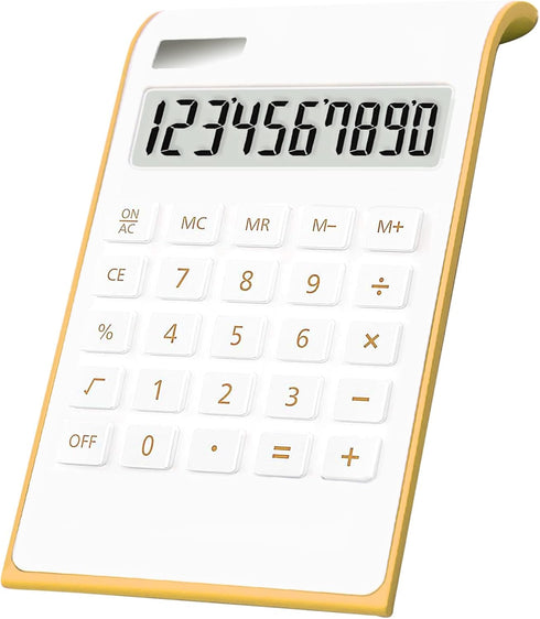 Calculator - 10 Digits Solar Battery Basic, Dual Powered Desktop Calculator - Tilted LCD Display, Slim Design