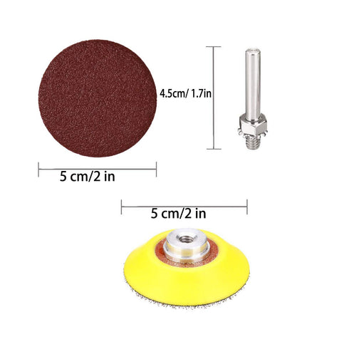 100 Pieces 2 Inch Sanding Discs, 80-3000 Grit Sandpaper with 1/4 Inch Shank Backing Plate for Drill Grinder Tool