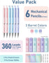 Four Candies 0.7mm Mechanical Pencil Set, 6PCS Cute Pencils with Lead Refills and Erasers
