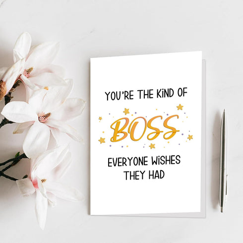 Qiliji Funny Birthday Card for Boss Manager, Thank You Card for Bosses, Bosses Day Card for Men Women, You're The Boss