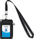 HASFINE ID Badge Holder with PU Leather Zipper Pocket & Lanyard, 2 Sided 5 Card Slots, Detachable Keychain Lanyard