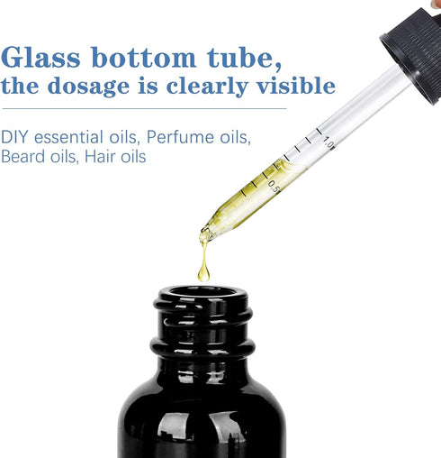 48 Pack 1 oz UV Resistant Black Glass Dropper Bottles 30ml with Eye Droppers, Leak Proof Travel Bottles for Essential