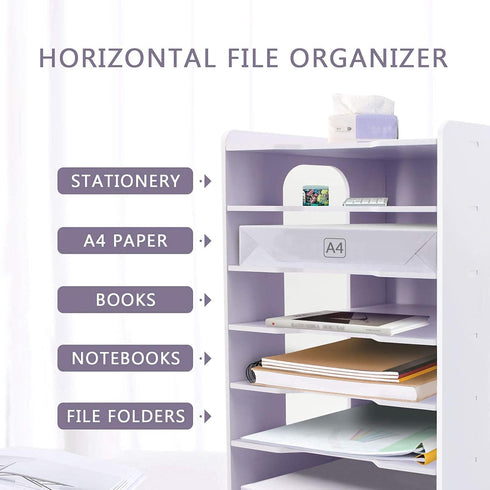 SONGWAY File Organizer for Desk | Multifunctional 7 Tier Vertical Document Holder for Home Office