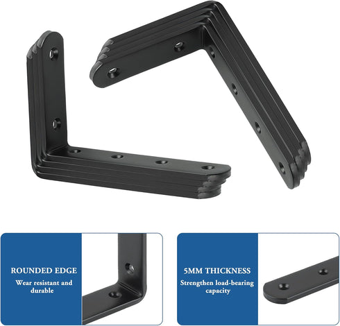 Mooche 4Pack 4.94*3.15 Inch) Floating Shelf Brackets, Heavy Duty Metal L Brackets Wall Mounted Corner Brace Angle