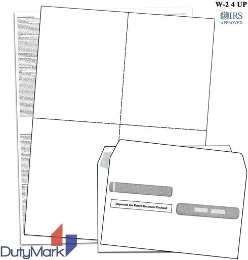 W-2 Envelopes, Tax Double Window Security Envelope for 4-Up Style W-2 Forms, Self Seal, 25 Pack