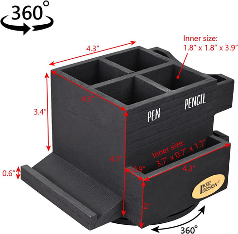Ikee Design 360-degree Rotating Pen Holder for Desk, Desk Organizers and Accessories with 7 Compartments Pencil Organizer, Art Supply Storage Box Caddy for Office, Desktop Storage Stationery Supplies by Ikee Design