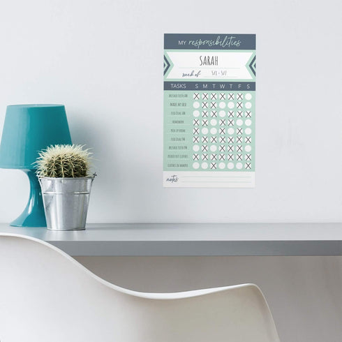 Modern Weekly Chore Chart, 6" x 10" Sticky Note Fill-in Task List for Homeschool Assignments