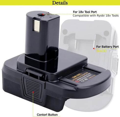 2 Packs Battery Adapter for Ryobi 18V ONE+ Tools, Convert Dewalt 20v & Milwaukee M18 18v Lithium Battery