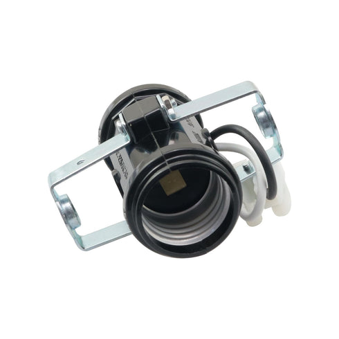 WELWIK Bulb E27 Black Phenolic Resin Double Socket Medium Sized Base with Terminal Block Suitable for Chandeliers