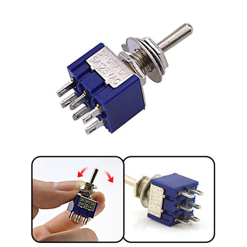 HiLetgo 10pcs AC 125V 6A ON/ON 6 Terminals 2 Position DPDT Toggle Switch MTS202