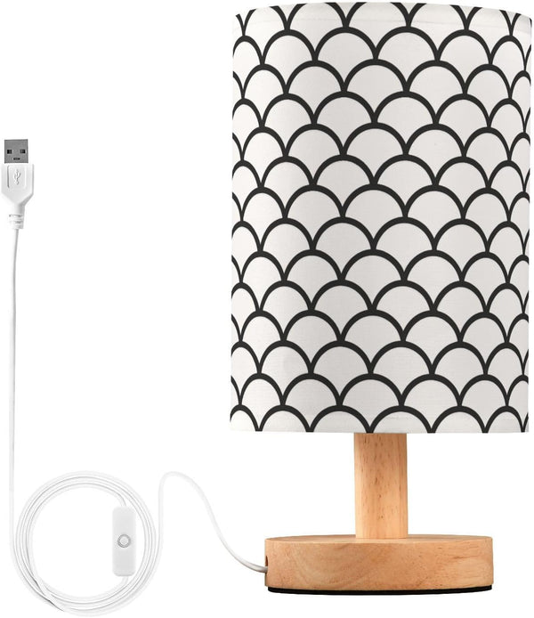 ALAZA Bedside Table Lamp for Bedroom Black White Mermaid Scales Nightstand LED