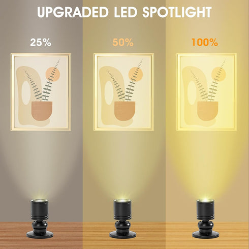 DEDC 6pcs 3000K Dimmer, Closet LED Mini Spot Light, Spotlights with RF Art Picture Lights, Spotlight for Plants Jewelry