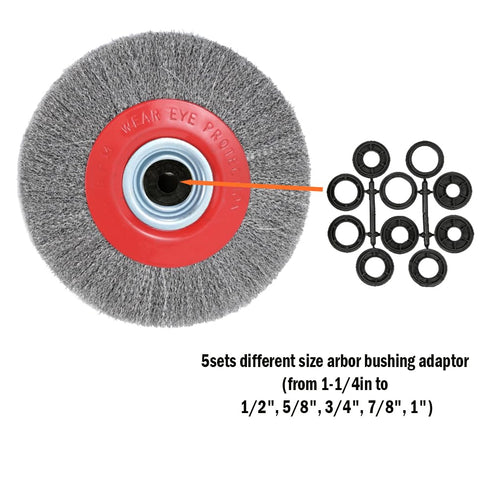 8in Bench Wire Wheel Brush for Bench Grinder, Coarse Crimped Steel Wire with Spacer Arbors - 2 Pack