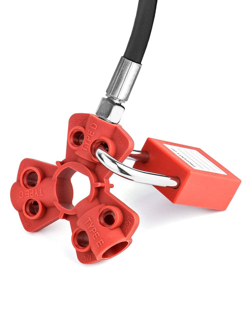 QWORK Pneumatic Quick-Disconnect Lockout, Pack of 6 for 1/4", 3/8", 1/2" Male Connectors