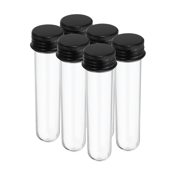 PATIKIL 30ml Plastic Test Tubes, 6Pcs 109x24mm with Screw Caps for Candy, Bath Salt, Lab Use, Black