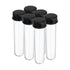 PATIKIL 30ml Plastic Test Tubes, 6Pcs 109x24mm with Screw Caps for Candy, Bath Salt, Lab Use, Black