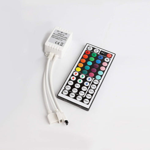 Yiliaw 2-Port 44 Key IR Remote Controller, RGB Control Box for 2835 3528 5050 LED Light Strip - Dual Outputs