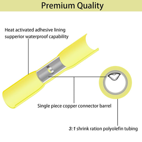 330Pcs Butt Connector Kit, Automotive Electrical Connector Terminals, Waterproof Heat Shrink Wire Connectors