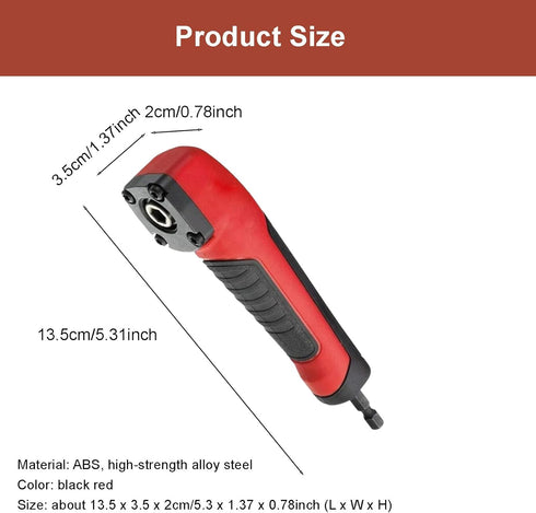 Right Angle Attachment Electric Screwdriver Repair 90 Degree Corner Device, Shockwave Impact Duty Right Angle Attachment (Red,black)