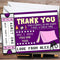 The Card Zoo Girls Purple Camping Ticket Personalized Childrens Birthday Party Thank You Cards