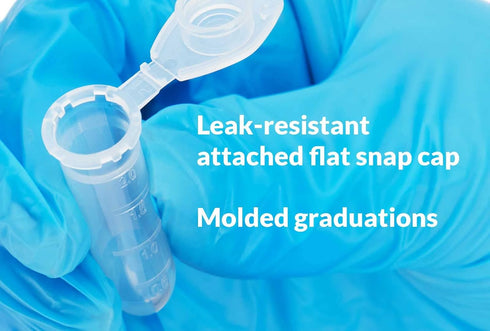 Globe Scientific 111568 Polypropylene Graduated Microcentrifuge Tube, Snap Cap, Round Bottom, Natural, 2mL Capacity,