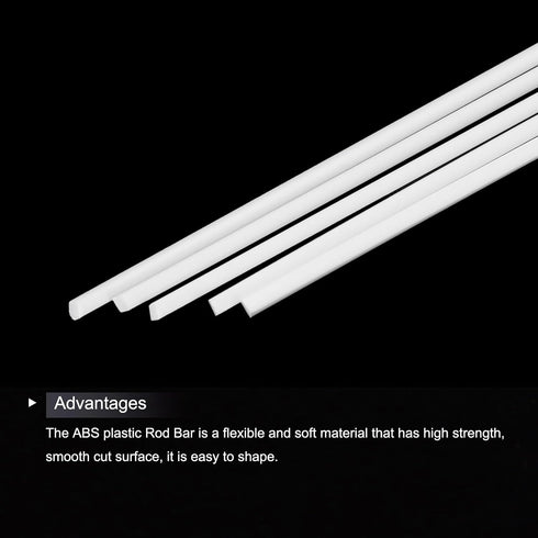 MECCANIXITY 5Pcs White ABS Plastic Rod Square Solid Bar 1/16" x 20" for Handwork Model Material, DIY Sand Table,