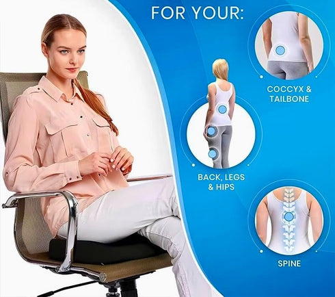 Tailbone, Seat Cushion Cooling Gel Memory Foam Pad, Non-Slip Orthopedic Coccyx Support for Office Chair, Car Seat