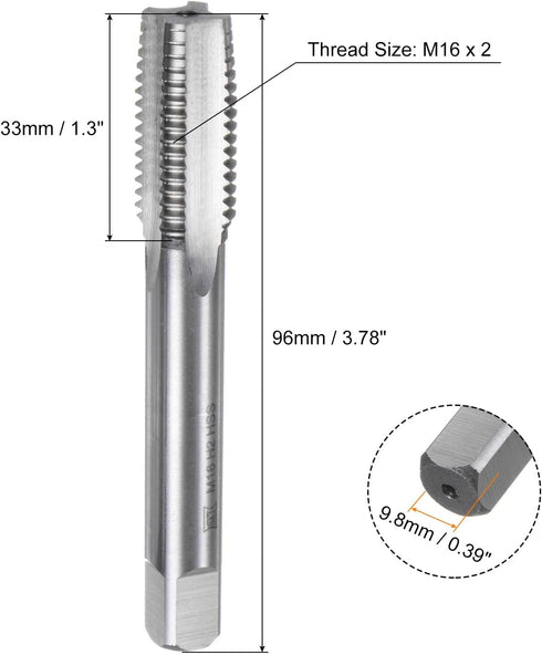 uxcell 2pcs Metric Hand Tap Set, M16 x 2 Taper/Plug Thread Screw Taps, High Speed Steel Hand Threading Tapping Tool Kit