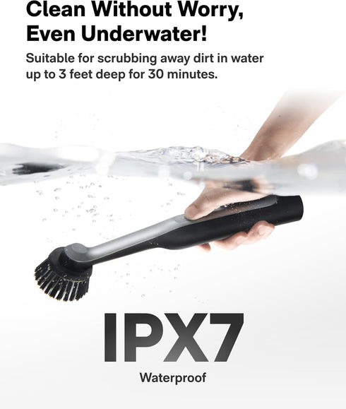 IPX7 12 HOTO Wand Cordless Spin Scrubber, Electric Rechargeble Grout Cleaning Brush, Waterproof Bathroom Scrubber