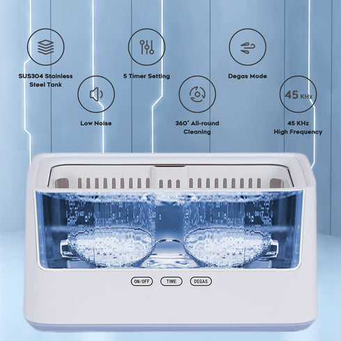 Adiding Ultrasonic Jewelry Cleaner, 1000mL (33.8oz) Sonic Retainer Cleaner with 5 Digital Timer and Degassing