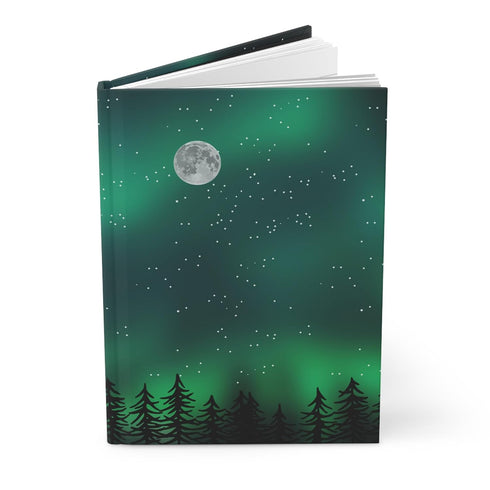 Northern Lights Hardcover Matte Journal, Northern Lights Notebook, Aurora Borealis Book, Astronomy Stationary, Stars