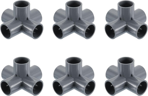 uxcell 3/4" PVC Fittings, 6 Pcs 5 Way Elbow Connector Elbow PVC
