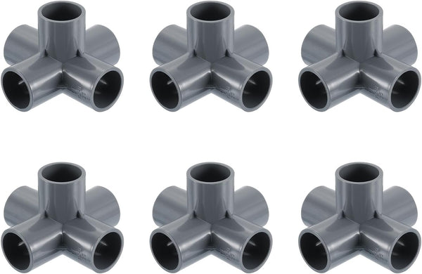 uxcell 3/4" PVC Fittings, 6 Pcs 5 Way Elbow Connector Elbow PVC