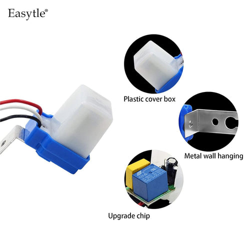 2 Pack 12V 10A AC DC Auto On/Off Photocell Light Switch Photocell Photo Switch Photoelectric Control Light Sensor
