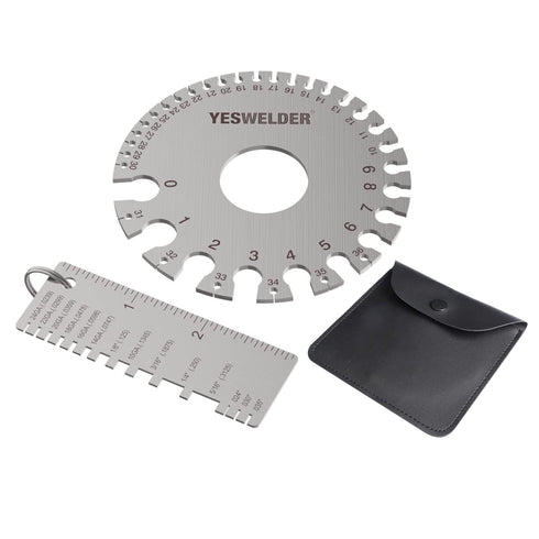 YESWELDER Round Dual Sided Metal Sheet Gauge, 2pk Stainless Steel Wire Welding Thickness Gauge
