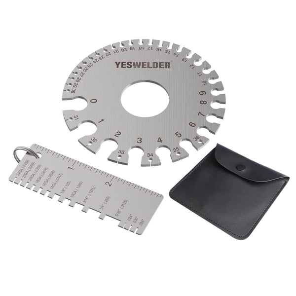 YESWELDER Round Dual Sided Metal Sheet Gauge, 2pk Stainless Steel Wire Welding Thickness Gauge