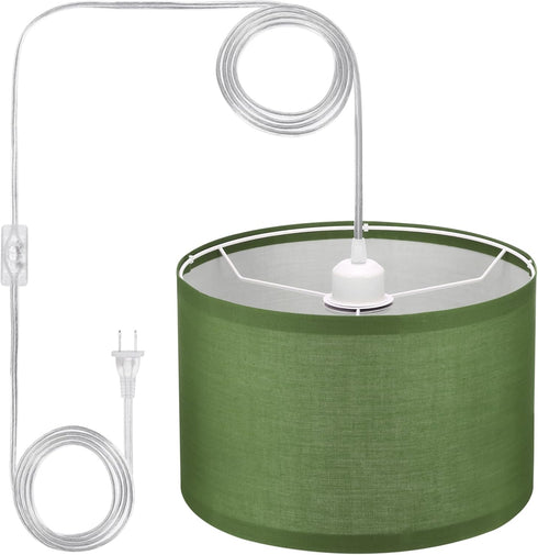 PATIKIL Plug in Pendant Light, 15Ft Rope Cord Hanging Lamp Fixture Army