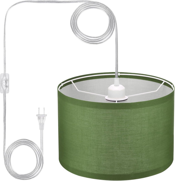 PATIKIL Plug in Pendant Light, 15Ft Rope Cord Hanging Lamp Fixture Army