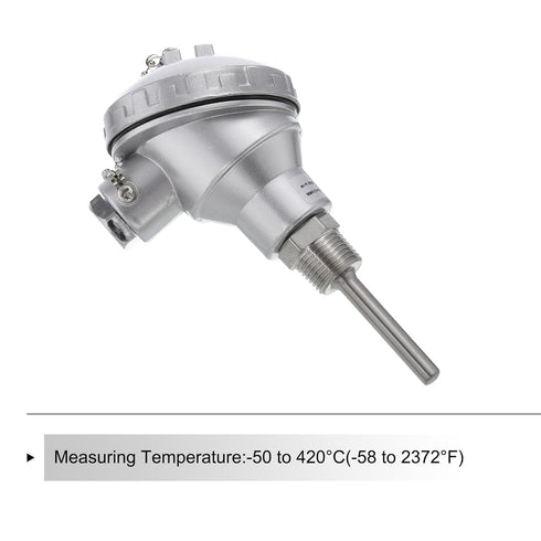MECCANIXITY PT100 1/2" NPT RTD Thermocouple Stainless Steel Temperature Sensor Probe -50 to 420C, 8x50mm
