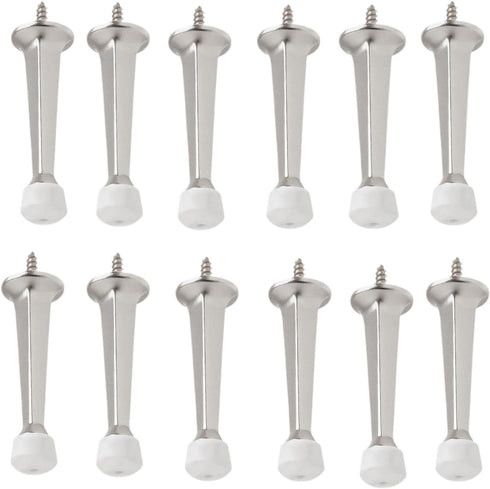 HOME MASTER HARDWARE Screw-in Solid Doorstop, Heavy Duty Solid Rigid Door Stop,Door Stoppers Door Stops Satin Nickel, 12 Pack w/Rubber Tip