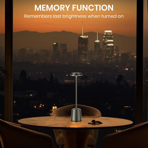Set 2, 5000mAh 3 Dimming Aluminum LED Cordless Table Lamps of Portable Rechargeable Battery Operated Black Table Light