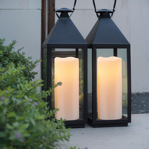 2 Pack 4" 10" GenSwin Waterproof Large Flameless Candles with Remote for Lanterns, x Battery Operated with Timer, LED