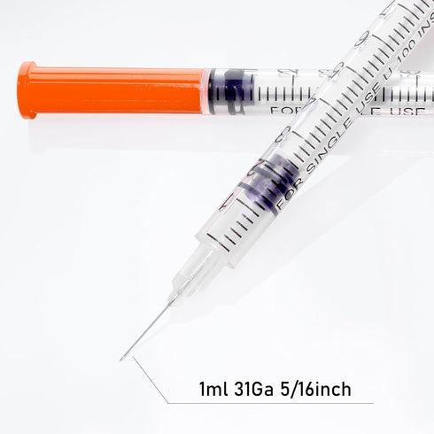 U-100 1cc 31g 5/16" (8mm) Pack 100 Syringes with , Individually Wrapped