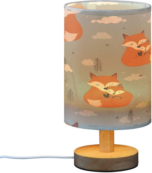 ALAZA Fox Cute Animal Bedside Table Lamp with USB Port for Bedroom Nightstand Lamps Night Light Linen Fabric Shade