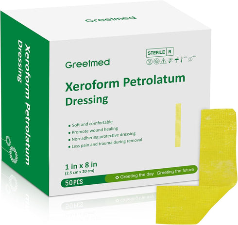 Greetmed Xeroform Petrolatum Dressing 1"x8" Fine Mesh Non Stick Gauze Pads for