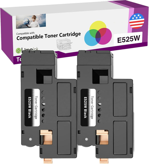 Limeink 2 Black Compatible High Yield Laser Toner Cartridges for Dell E525W Color Printers